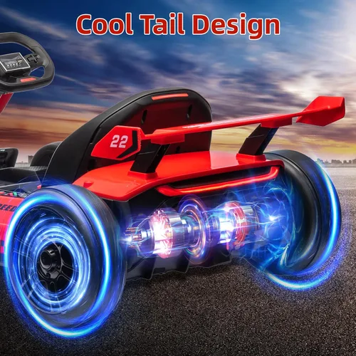 Vista 6 de Kart eléctrico Drift Go Kart de 24 V para niños, color rojo