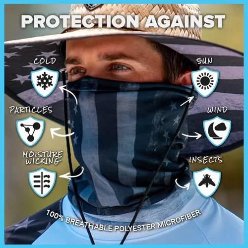 Vista 2 de S A Company 5 Pack UV Face Shield Multipurpose Protector Neck Gaiter Elastic Face Mask Patriotic Design for Men and Women