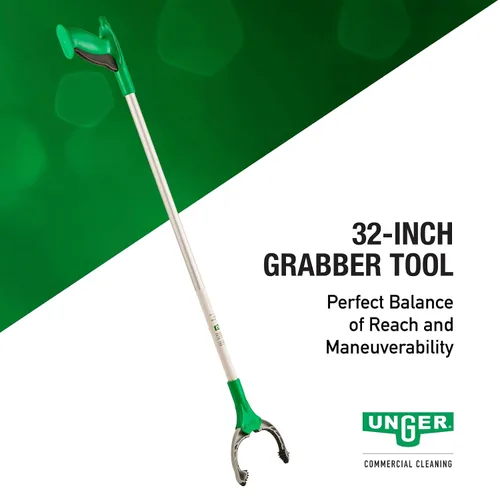 Vista 3 de Unger NT080 Brazo extensible para agarre inteligente, gatillo en el mango, 32in, aluminio/color verde