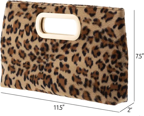 Vista 2 de Bolso de mano con asa superior de piel sintética y estampado de leopardo