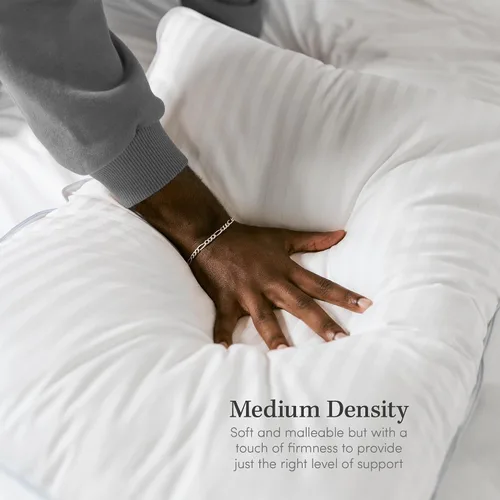Vista 3 de eLuxurySupply Almohadas de cama de alta calidad, paquete de 2, almohadas de cama para dormir, densidad media y loft, funda 100% algodón y relleno