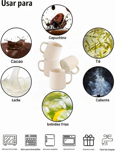 Vista 5 de T-WARE Tazas de café de 16 onzas, juego de 4 tazas de café beige mate, tazas de café de cerámica de color sólido
