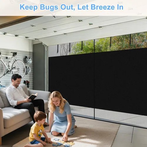 Vista 5 de HBlife Pantalla opaca de privacidad para puerta de garaje de 1 auto, 8 x 7 pies, malla magnética resistente para puerta de garaje, pantalla