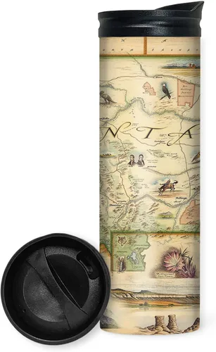 Vista 22 de Xplorer Maps 1000 Islands Map - Vaso de viaje de 16 onzas con tapa resistente a derrames, vaso de café aislado al vacío de acero inoxidable