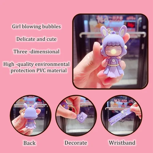 Vista 5 de Llavero kawaii con diseño de dibujos animados bolsa con colgante para decoración de mochila llavero de coche para niña y mujer