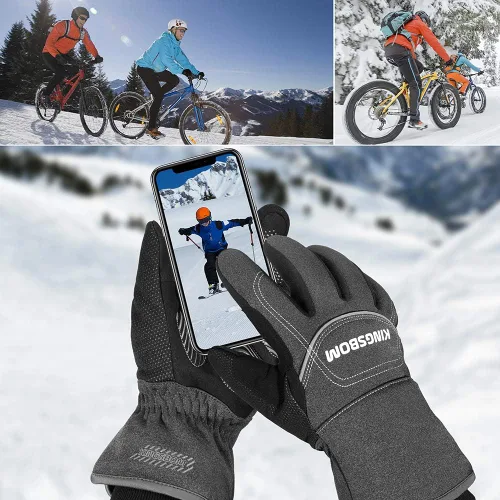 Vista 6 de KINGSBOM -Guantes térmicos impermeables y resistentes al viento de 40 - Guantes térmicos Thinsulate 3M Thinsulate para pantalla táctil de invierno