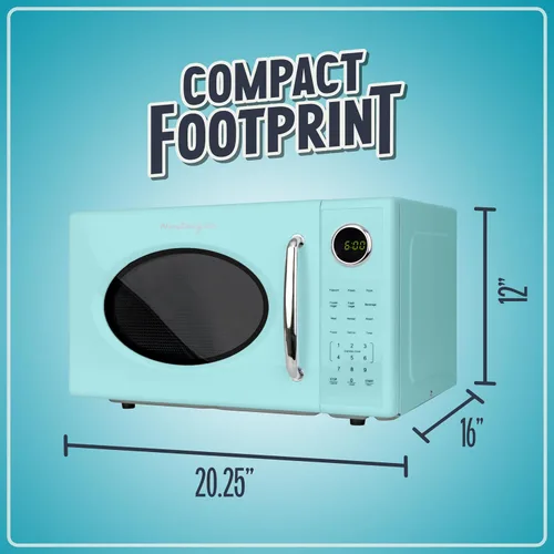 Vista 63 de Nostalgia Horno microondas retro compacto para encimera, 0.7 pies cúbicos, 700 vatios con pantalla digital LED, bloqueo para niños, interior fácil