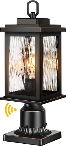 Vista 15 de VIANIS Luces de Poste Exteriores Grandes de Anochecer a Amanecer, Lámpara de Poste Exterior Cableada Permanentemente Negra Impermeable con Base