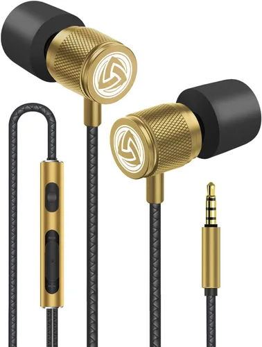 Vista 25 de LUDOS Auriculares con cable ultra intraauriculares, 5 años de garantía, auriculares con micrófono, auriculares con cancelación de ruido, espuma