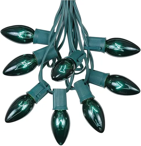 Vista 14 de Juego de luces de Navidad transparentes C9, cadena de luz para interior o exterior, para árbol de Navidad, luces colgantes para la línea de techo