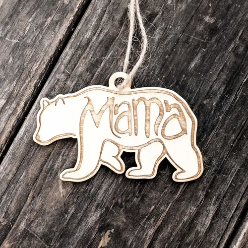 Vista 2 de Adorno - Mama Bear - Madera cruda 4x2 in