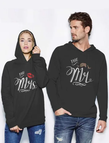 Vista 2 de Tstars Mr & Mrs - Conjunto de sudaderas con capucha a juego para parejas, para él y para ella