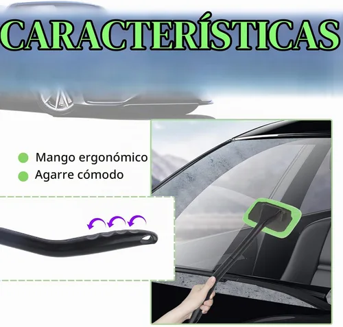 Vista 4 de Kit de herramienta limpiador de ventanas de coche OFBAND, limpiador de parabrisas de microfibra para interior con 4 piezas de cubierta de tela suave