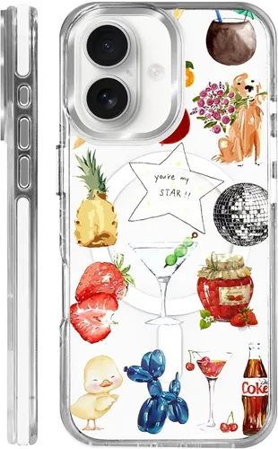 Vista 76 de Funda para iPhone 13 Pro, transparente con bonito patrón de tiburón azul, compatible con Magsafe funda protectora suave para mujeres y niñas (blanco)