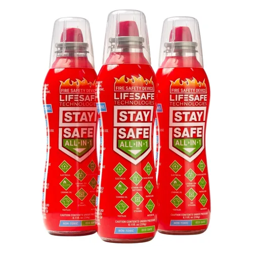 Vista 9 de LifeSafe Technologies StaySafe Extintor de Incendios Portátil Todo en 1, Spray de Incendios Compacto Fácil de Usar en 10 Tipos de Incendios, No