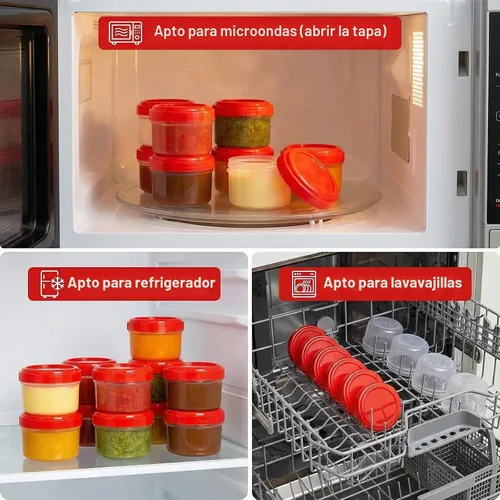 Vista 7 de Elsjoy Paquete de 30 recipientes para condimentos con tapa, recipiente de aderezo de ensalada de 1.18 onzas, recipiente pequeño de almacenamiento