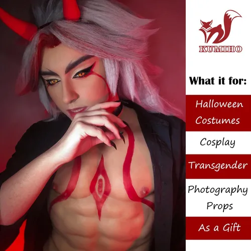 Vista 3 de KUMIHO Traje muscular de silicona realista, placa de pecho masculina de cuello alto, pecho falso de alta calidad para cosplay, Halloween, transgénero