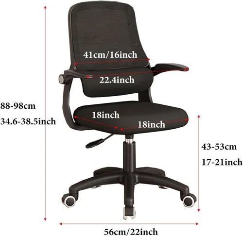 Vista 3 de High Back Desk Chair,Ergonomic Office Chair,Mesh Desk Lumbar Support Computer Chair with Wheels and Flip-up Arms,Swivel Task Adjustable Height Home