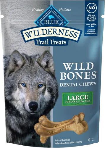Vista 12 de Blue Buffalo Wilderness Wild Bones - Golosinas dentales masticables sin granos, tamaño mediano, bolsa de 27 onzas Reduces Tartar & Plaque