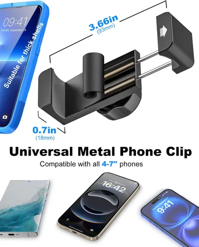 Vista 7 de Soporte de teléfono para automóvil con ventosa resistente, brazo de ajuste de metal para parabrisas, salpicadero, ventanas laterales, soportes