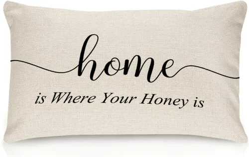 Vista 15 de Sweet Dreams - Fundas de almohada lumbar de lino y algodón de 12 x 18 pulgadas, funda de almohada rectangular decorativa de granja, divertida