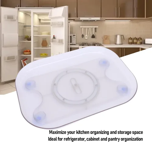 Vista 2 de Refrigerator Turntable Organizer, Square Clear Acrylic PET Lazy Susan Tray, 360° Rotating Fridge Caddy for Cabinet Pantry Kitchen Countertop, Food