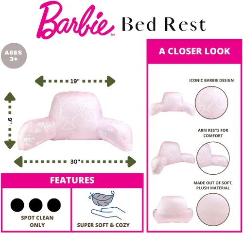 Vista 4 de Franco Movie Luxe - Almohada decorativa de felpa supersuave (producto oficial), 19 x 30 pulgadas, reposo en cama Barbie