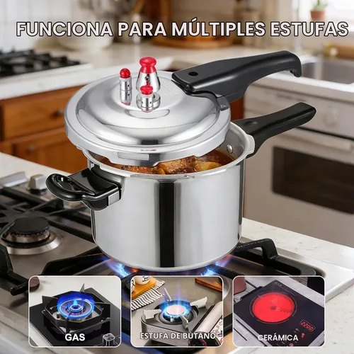 Vista 6 de DOITOOL Olla a presión de aluminio 16cm/6.3 pulgadas fondo pequeña olla a presión para estufa de gas e inducción para cocina casera, plateado