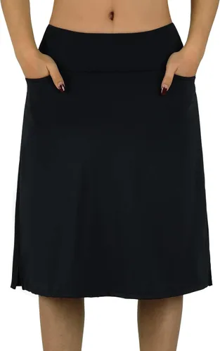 Vista 2 de BELEROY Falda pantalón hasta la rodilla para mujer con bolsillos, falda midi con pantalones cortos integrados, falda de tenis de golf para uso casual