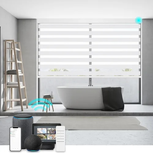 Vista 14 de Persianas de cebra Changshade para ventanas interiores con filtro de luz, persianas de cebra con cordón para puertas corredizas de vidrio