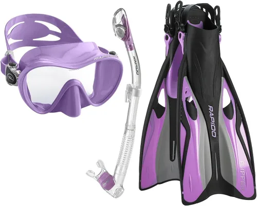 Vista 11 de Phantom Aquatics Juego de esnórquel sin marco con máscara de snorkel Negro