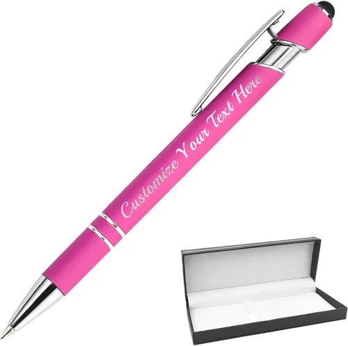 Vista 13 de Bolígrafos personalizados con punta de lápiz digital, bolígrafos grabados personalizados, bolígrafo de bola de tacto suave, bolígrafos con nombre