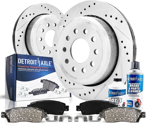 Vista 28 de Detroit Axle - Kit de freno delantero para Hyundai Nexo 2019-2024, rotores de freno perforados y ranurados, pastillas de freno de cerámica