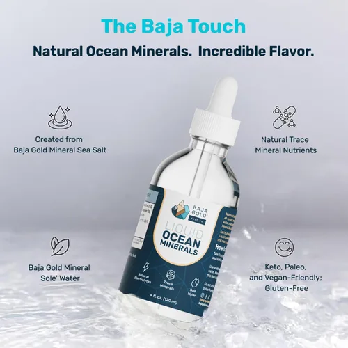 Vista 3 de Baja Gold - Gotas de minerales líquidos, Gary Brecka Choice, vidrio, 4 onzas líquidas