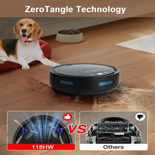 Vista 4 de Robot aspirador y trapeador, robot de barrido y trapeador Wi-Fi/voz/aplicación, robot aspirador de pelo de mascotas, a prueba de caídas, limpiador