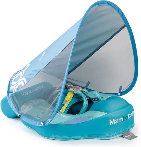 Vista 10 de Mambobaby Baby Float with Canopy & Tail Non-Inflatable Baby Swim Float Upgrade Soft Infant Pool Float Sun Protection Newborn Pool Float 3-24 Months