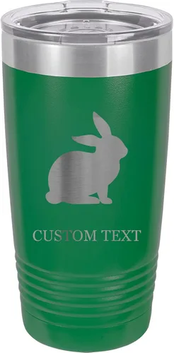 Vista 13 de 20-Ounce Vacuum Insulated Stainless Steel Tumbler Customized Double-Walled Laser Engraved Pink Coffee Mug, Rabbit, Personalized