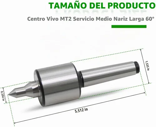 Vista 4 de MT2 Live Center 0.709 in Diámetro de vástago 60 grados para torno