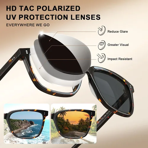 Vista 3 de Carfia Chic - Lentes de sol polarizados para mujer, protección UV400, marco de acetato pulido a mano
