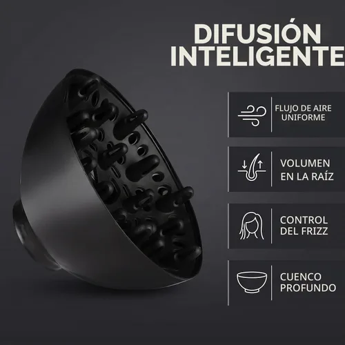 Vista 2 de Difusor de pelo, negro adaptable para secadores de pelo, difusor universal para secador de cuidado rizado, difusores y herramientas de peinado