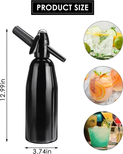 Vista 3 de Sifón de soda, máquina de agua carbonatada de 1 litro, máquina de refrescos, máquina portátil de agua con gas de aluminio para el hogar, bar, hacer