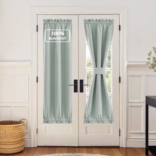 Vista 115 de NICETOWN Cortinas de Lino para Puerta Lateral - Cortinas Opacas con Aislamiento Térmico para Puerta Delantera Francesa para Sombra Pequeña