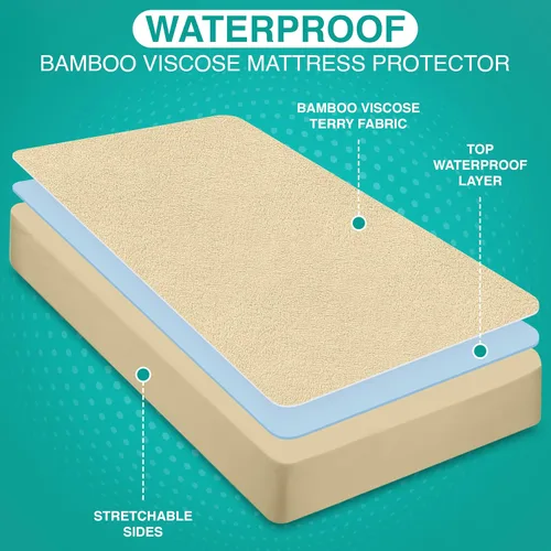 Vista 3 de Utopia Bedding – Protector de colchón impermeable prémium, funda de colchón de viscosa hecha de bambú, transpirable, estilo ajustado con bolsillos