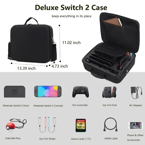 Vista 2 de Portable Hard Shell Carrying Case for Nintendo Switch 22025,Deluxe Travel Storage Protective Carrying Case Bag for Switch 2 Console Controller