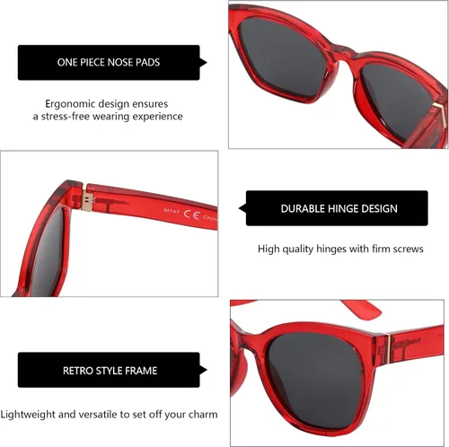 Vista 4 de ZENOTTIC Cateye - Gafas de sol polarizadas para mujer, gafas de sol de gran tamaño, protección UV400, estilo retro