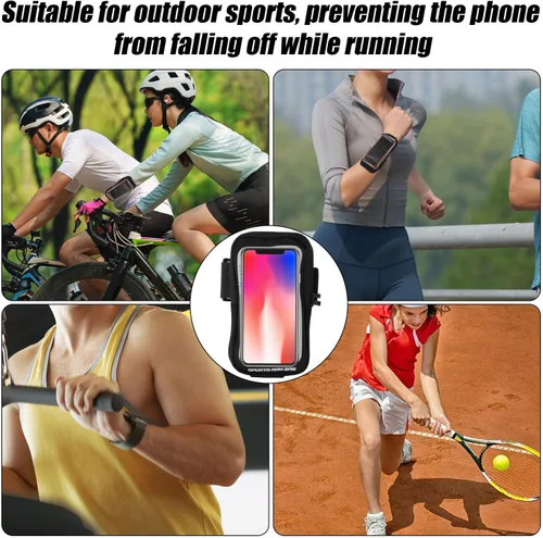Vista 7 de Soporte de teléfono para correr, soporte de teléfono negro con agarre de mano para correr, pulsera Frearm Band para iPhone Pro Max Plus