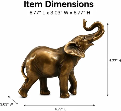Vista 2 de Comfy Hour Estatua de elefante de 6.7 pulgadas con tronco arriba, figura decorativa de animales para escritorio de oficina en casa, escultura