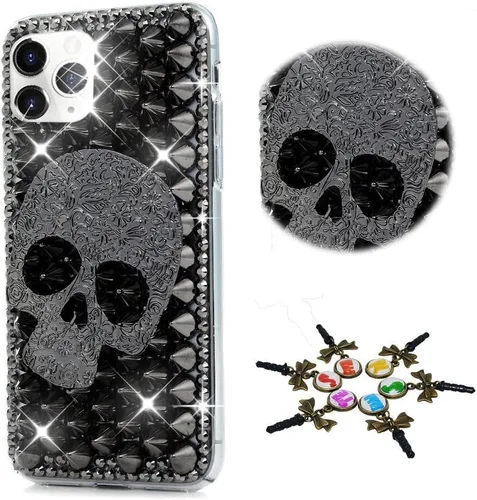 Vista 7 de Sparkle - Funda compatible con Samsung Galaxy A14 5G, elegante funda 3D hecha a mano con diamantes de imitación de estrella musical, diseño