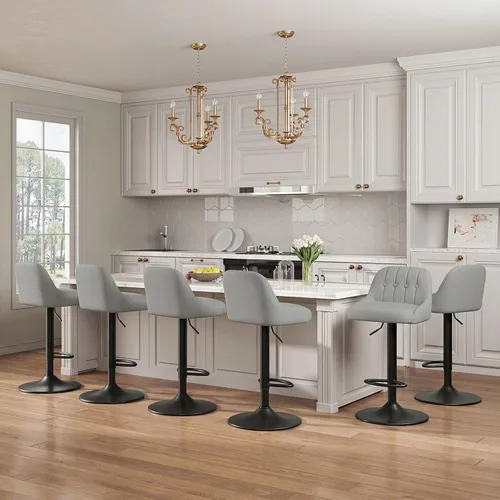 Vista 21 de MALOL Bar Stools Set of 1, Swivel Bar Chairs, Modern Adjustable PU Leather Upholstered Barstools Counter Height with Tufted Back for Bar, Kitchen