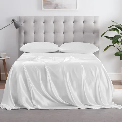 Vista 7 de Serta SatinLuxury - Juego de sábanas de satén sedoso de 4 piezas suave y ligero con bolsillos profundos, tamaño Queen, color negro